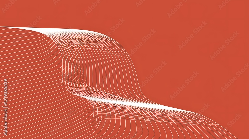 Poster abstract flowing white lines on a red background ideal for business presentations and branding desig