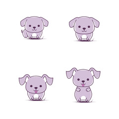 set of adorable cute puppy vector illustrations