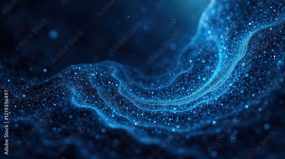 Poster abstract blue particle wave background texture a deeply saturated, dynamic digital illustration feat