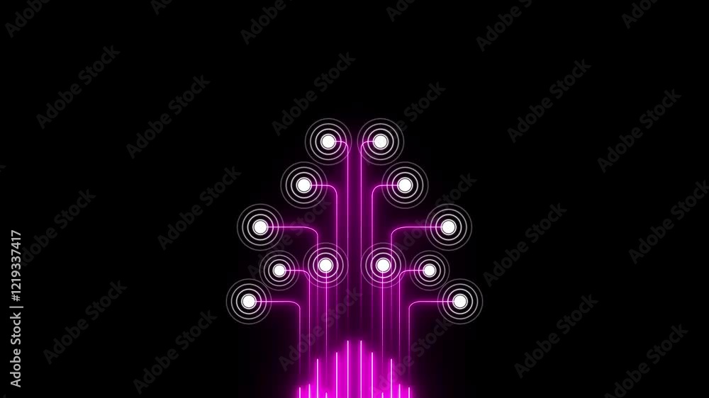 Poster animation of network connections with digital radio waves producing icons over social network media 