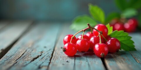 A Cluster of Ripe Red Berries Resting on a Weathered Wooden Surface, Showcasing their Vibrant Color and Natural Beauty