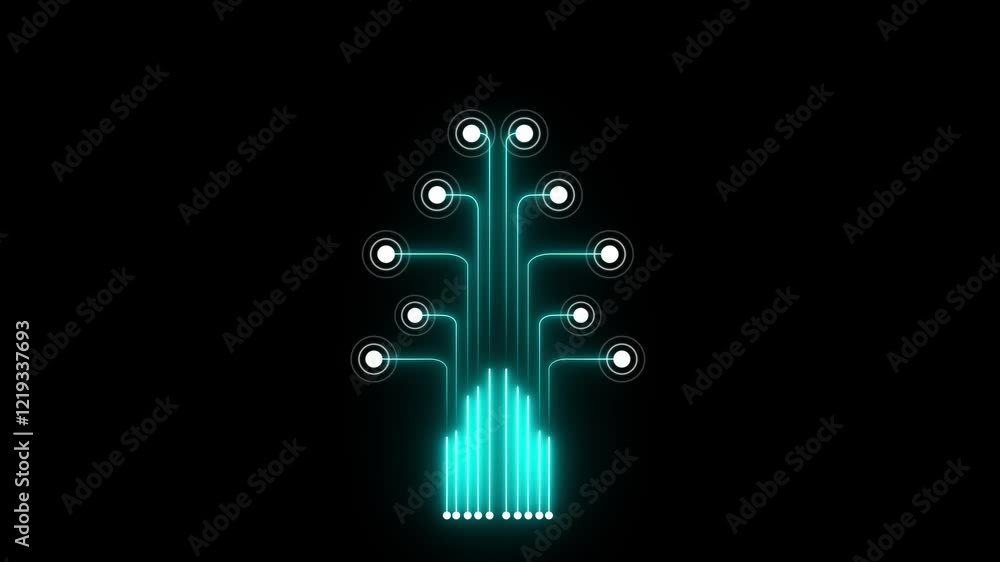 Poster animation of network connections with digital radio waves producing icons over social network media 