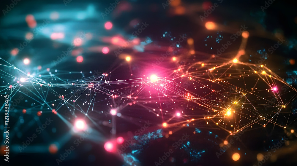 Aufkleber digital representation of global network connections with glowing nodes