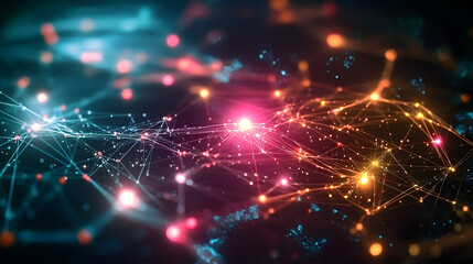 Obraz premium Digital representation of global network connections with glowing nodes