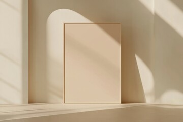 Minimalist Interior with Blank Canvas Against Soft Light Background