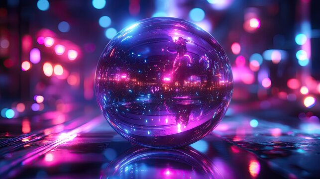 A 3D representation of a globe made up of colorful,