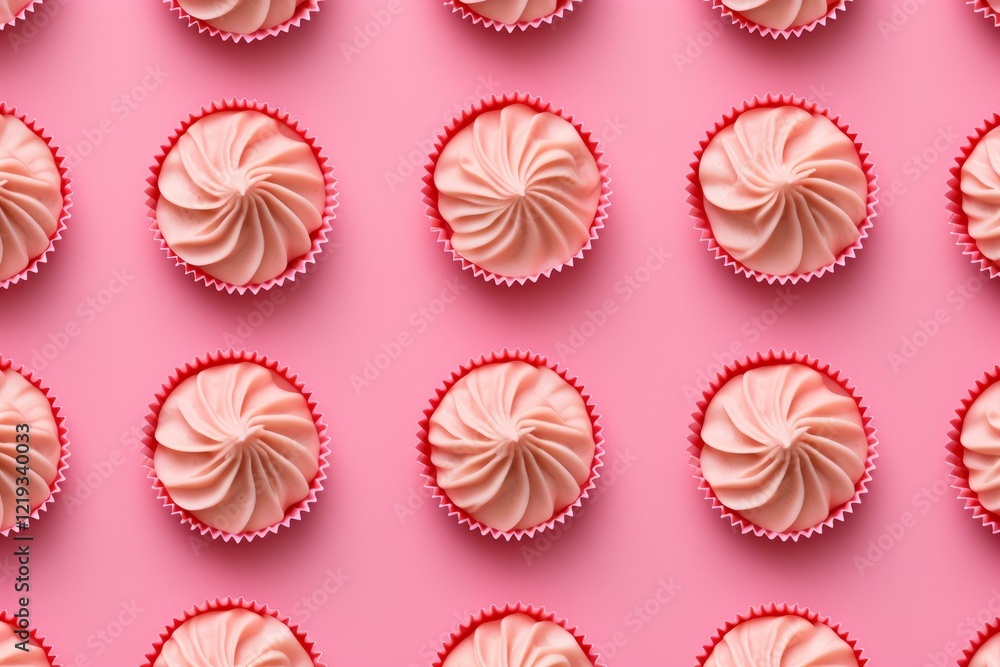 Aufkleber delicious pink cupcakes arranged in a visually appealing pattern, creating a sweet and tempting text