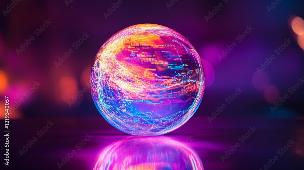 Aufkleber futuristic glowing orb displaying cutting edge technology and digital data visualization trends