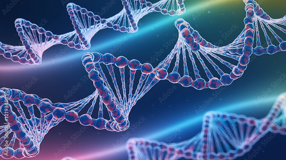 Poster abstract dna helix structures with colorful light effects for business applications