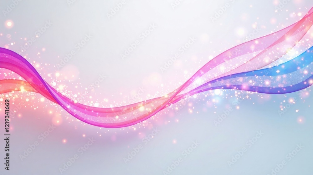 Poster elegant flowing pastel waves with shimmering lights, perfect for background designs or decorative pr