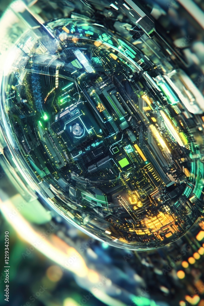 Poster a detailed image of a computer circuit board with various components and wiring