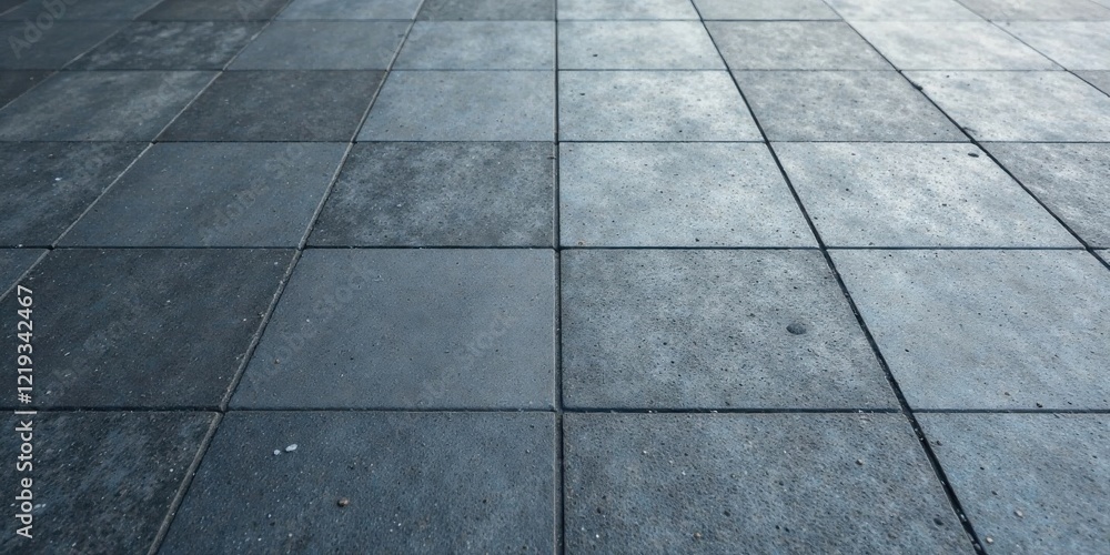 Poster A Textured Perspective of Dark Gray Square Paving Stones Arranged in a Grid Pattern