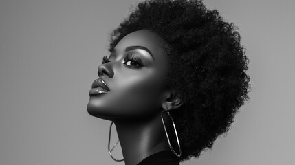 Professional Studio Portrait of a Female Model in Monochromatic Black and White – Artistic and Refined