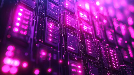 A corridor in a modern data center, lined with sleek server racks on either side.