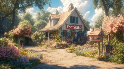 Obraz premium A picturesque medium-sized house with a 