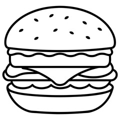 Minimalist Burger Line Art Vector Design