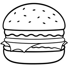 Minimalist Burger Line Art Vector Design