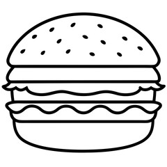Minimalist Burger Line Art Vector Design