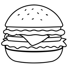 Minimalist Burger Line Art Vector Design