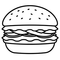 Minimalist Burger Line Art Vector Design