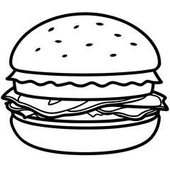Minimalist Burger Line Art Vector Design