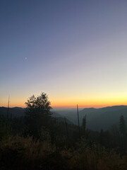 Yosemite National Park Sunset including forestry and mountains