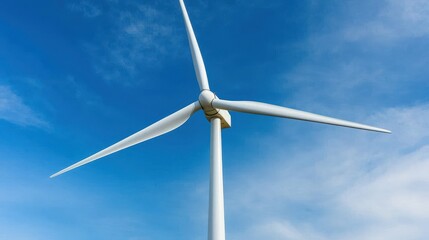 Acrophobia, Fear of Heights Concept, Dynamic Motion of a Massive Wind Turbine Blade Against a Clear Blue Sky