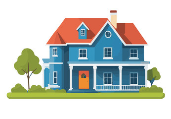 Fototapeta premium Home with plant vector illustration on white background. EPS 