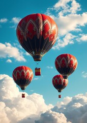 Obraz premium Balloons flying in the sky among the clouds festive background balloon background balloon background party holiday celebration decoration 