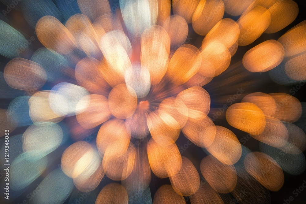 Poster a blurry image of a firework exploding in the dark night, great for backgrounds or adding drama to y