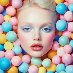 Obraz premium Elegant makeup design highlighting gentle and feminine hues.