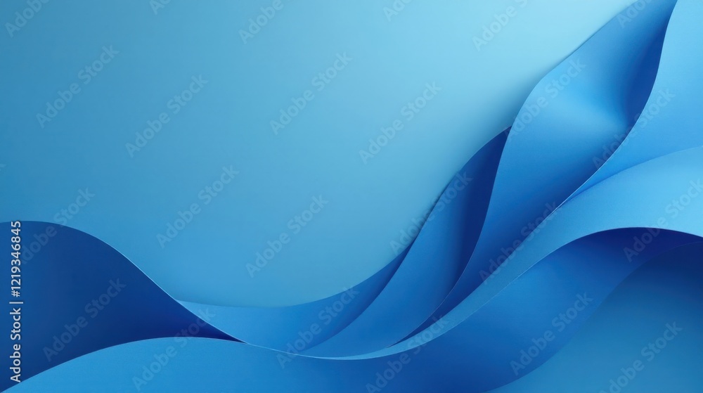 Aufkleber Abstract Blue Undulating Forms A Serene Visual Composition of Smooth Curves and Gentle Waves