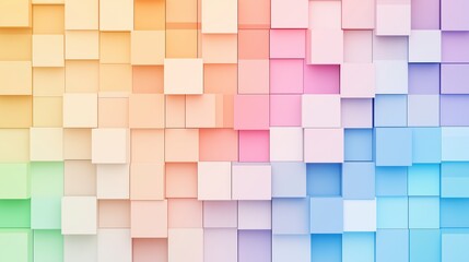 Colorful Abstract Background with 3D Cubes in Soft Pastel Shades