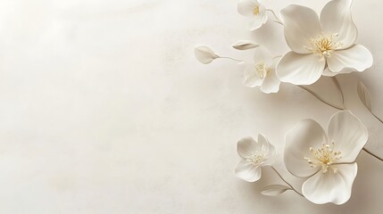 Elegant White Flowers on a Creamy Background