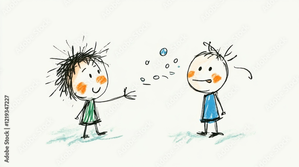 Poster playful children enjoying a game of catch with joyful expressions and colorful outfits