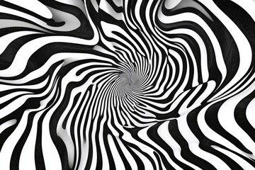 A close-up shot of a spiral design in black and white