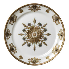 Elegant Gold and Blue Porcelain Plate Decorative Design Royal Style Antique Dinnerware art dish home
