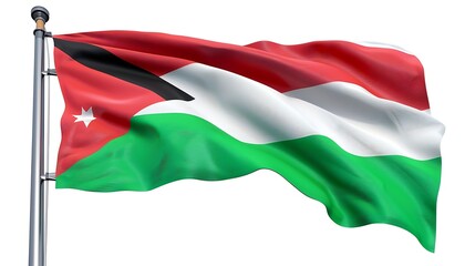 Obraz premium Palestine National Flag, Flying in the Wind Isolated on White Background