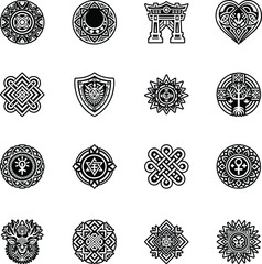 African Culture Glyph Icon Collection

