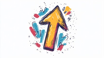 Cute Doodle Up Arrow Transparent Background Illustration