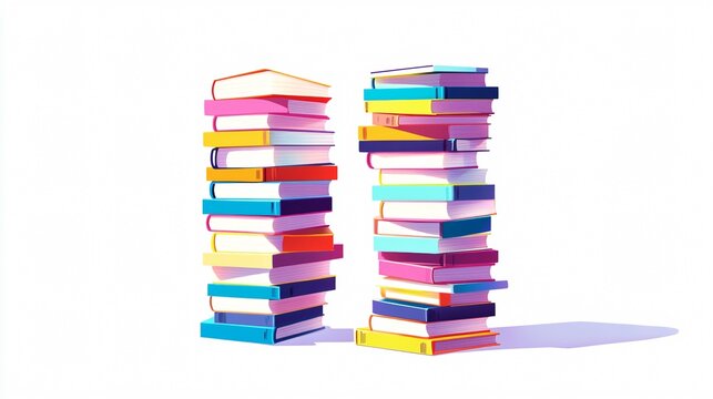 Colorful Books of Various Sizes and Orientations on Two Stacks