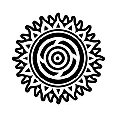 Sun spiral tattoo icon in glyph style