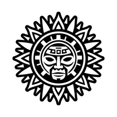Sun warrior tribal icon in glyph style
