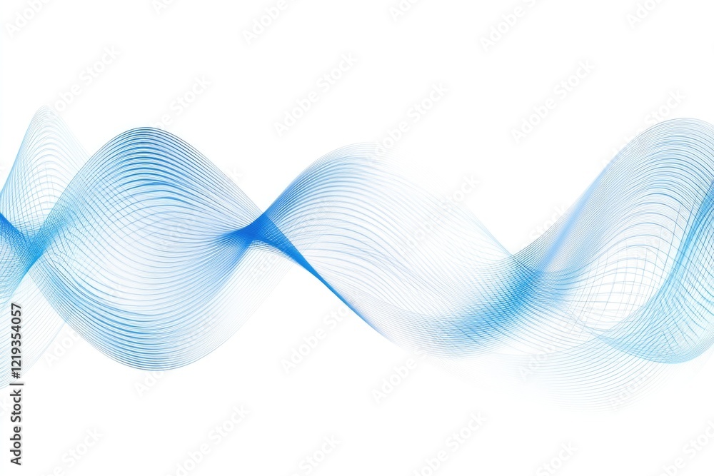 Poster a series of wavy blue lines on a clean white background, perfect for illustrating data or visualizin