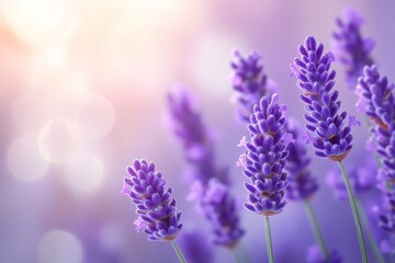 Fototapeta premium Lavender Flowers in Soft Purple Background