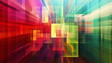 Dynamic abstract art display digital space graphic design colorful environment eye-level viewpoint contemporary concept