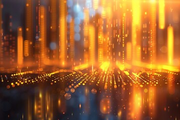 Obraz premium Abstract glowing lines and lights in a dynamic digital landscape.