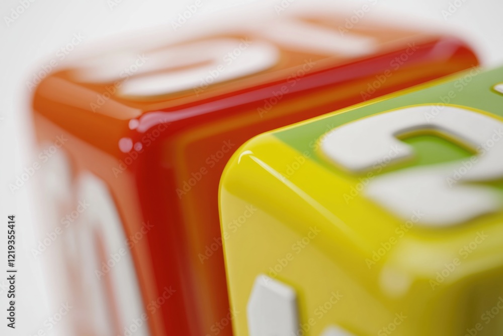Aufkleber close-up of two vibrant blocks with numbers displayed, great for illustrating data or statistics
