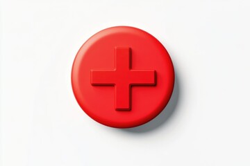 Obraz premium A simple red button with a cross symbol, suitable for various contexts where warning or prohibition is needed