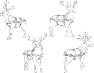 sketch illustration of reindeer to help Santa pull the sleigh on Christmas Eve 